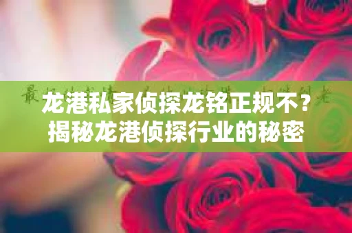 龙港私家侦探龙铭正规不？揭秘龙港侦探行业的秘密